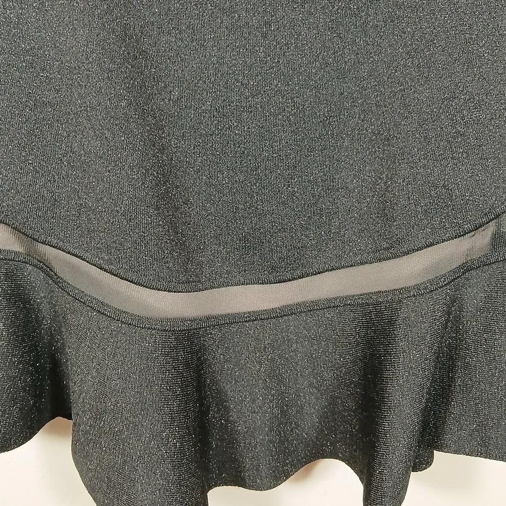 Alice + Olivia Black Metallic Mesh Ruffle mini Skirt size small